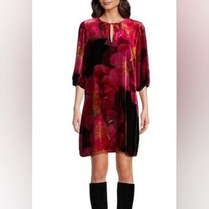 Vesna Velvet Silk-Blend Shift New Dress Ruby Bloom